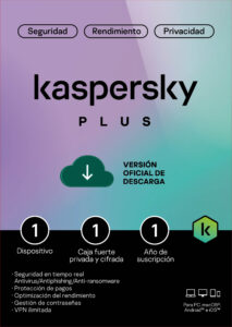 Licencia Kaspersky PLUS / 1 Dispositivo / 1 Cuenta KPM / 1 ano / Base
