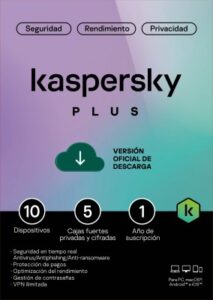 Licencia Electronica ESD Kaspersky Plus/ 10 Dispositivos / 5 Cuentas KPM / 365 dias / Base, clave de activacion, no devolucion-no cancelacion