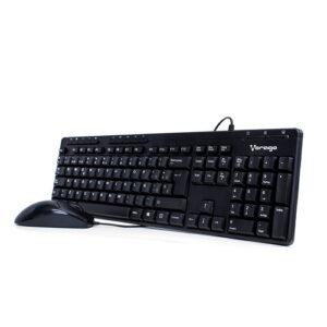 Kit Teclado Multimedia y Mouse VORAGO, mouse Optico 1000 KM-104, Usb, Negro