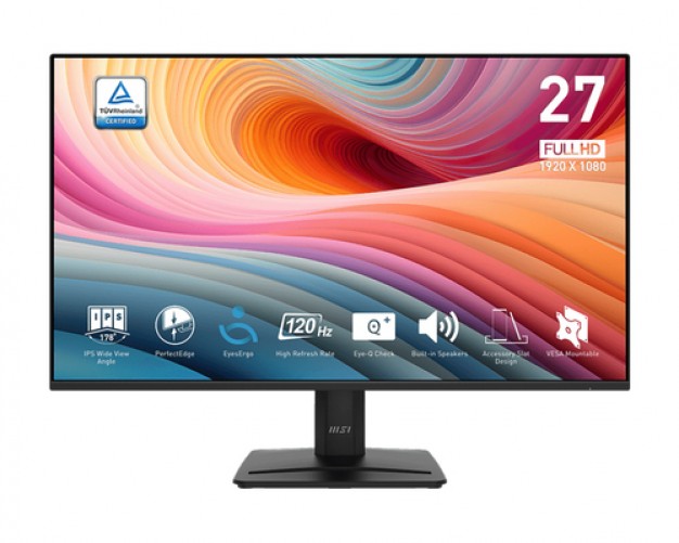 Monitor MSI Pro Pro MP275 E2 LED, 27 Pulg, Full HD 1920×1080, IPS, 120Hz, 4ms, HDMI/DP, Bocinas, Negro