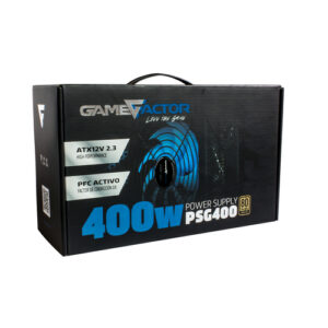 FUENTE DE PODER GAME FACTOR, 80PLUS BRONCE, 400W, PSG-400, CABLES FIJOS, NEGRA