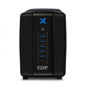 No Break CDP R-UPR1008 1000VA, 500W, 8 contactos, 5xUSB, 1x USB-C, Negro