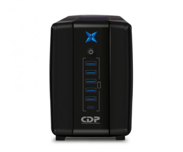 No Break CDP R-UPR1008 1000VA, 500W, 8 contactos, 5xUSB, 1x USB-C, Negro