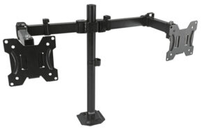 Soporte doble monitor Stylos, 13" a 32", 8kg, 180 grados, Rotacion 360 grados, Inclinacion 45 grados, Negro