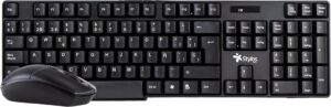 Kit Teclado y Mouse inalambrico Stylos STPKTM3B, Multimedia, 105 Teclas, Negro