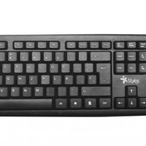 Teclado Alambrico Stylos STPTEC5B Espanol, Conexion USB, Cable de 100cm, Color Negro