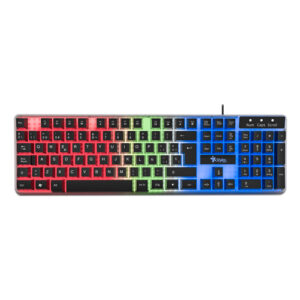 Teclado Alambrico Stylos, Retroiluminado 3 colores, Multimedia, transparente