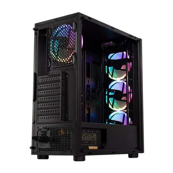 Gabinete Xzeal XZ110-1 Torre ATX, panel Lateral Vidrio, 3x ventiladores RGB, sin Fuente, Negro - Image 2
