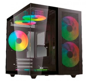 Gabinete Gamer XZEAL Cubo, ventana cristal, 2x vent frontales, 1x vent trasero 120mm, Negro