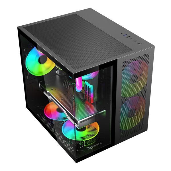 Gabinete Gamer XZEAL Cubo, ventana cristal, 2x vent frontales, 1x vent trasero 120mm, Negro - Image 2