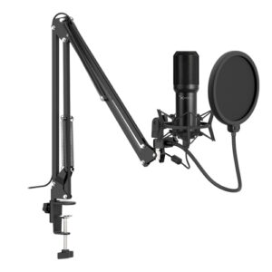 Kit De Microfono XZEAL XZ-260, Omnidireccional, USB, Filtro antipop, Negro