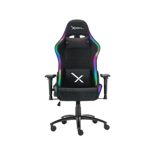 Silla Deportiva Gaming XZEAL XZ15 Negra, RGB, tela Automotriz, Base Acero, Soporte Lumbar