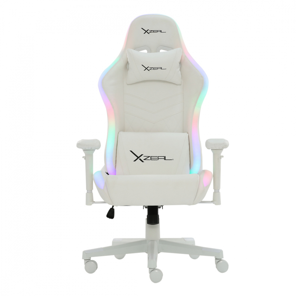 Silla Gamer XZEAL XZ15W, ajustable, Reposa-brazos, Maximo 150 kg, Blanco RGB