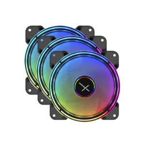 Kit de 3 Ventiladores XZEAL RGB, 120mm, 1200 RPM, Color Negro, XZVE100B
