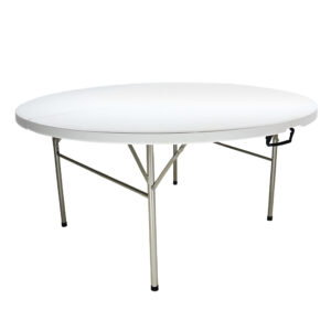 Mesa redonda MODAMOB plegable tipo portafolio diametro 1.52mts, altura 0.74Mts, blanca