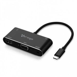 Adaptador de video Vorago ADP-350, 10cm, USB Tipo C, HDMI + VGA (D-Sub)+USB Type-A +3.5mm, Macho-Hembra
