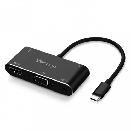 Adaptador de video Vorago ADP-350, 10cm, USB Tipo C, HDMI + VGA (D-Sub)+USB Type-A +3.5mm, Macho-Hembra