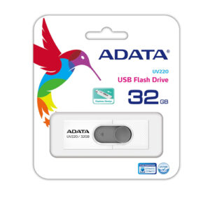 Memoria Usb ADATA UV220 32GB, 2.0, Factor de forma Deslizar, Color Gris/Blanco