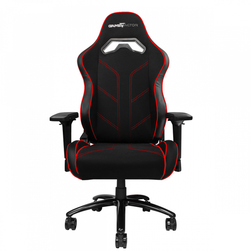 Silla Gamer Game Factor CGC600, Reclinable, Descansa Brazos Ajustable, Piston de altura, Color Negro/Rojo