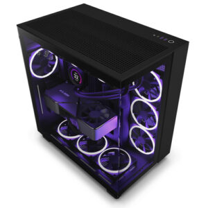 Gabinete NZXT H9 Midi Tower, Ventana lateral Cristal, Incluye 4x Ventiladores, Negro