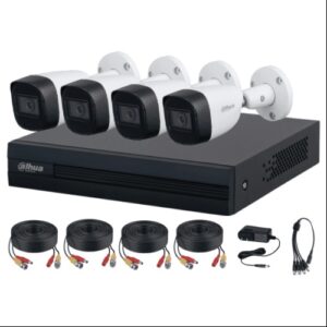 Kit de Vigilancia Dahua CCTV, DVR 4 Canales, 4 Camaras Bala, 1MP, IP67, Con accesorios