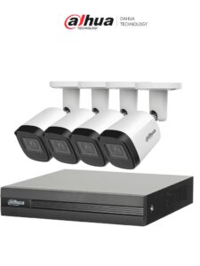 Kit de Vigilancia Dahua CCTV, DVR 4 Canales, 4 Camaras Bala, 5MP, Con accesorios