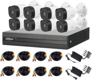 Kit de Vigilancia Dahua CCTV, DVR 8 Canales, 8 Camaras bala, 2MP, IP67, Con accesorios