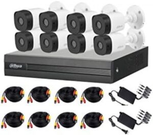 Kit de Vigilancia Dahua CCTV, DVR 8 Canales, 8 Camaras bala metalicas, 2MP, IP67, Con accesorios