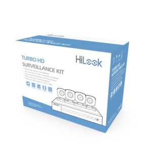 Kit de Vigilancia Hilook CCTV, DVR 4 Canales, 4 Camaras Bala, 2MP, IP66, Con accesorios