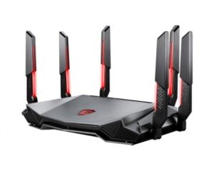 Ruteador Inalambrico MSI RADIX AXE6600 WIFI 6E, 6x antenas, 4x LAN, Triple Banda, RGB, Negro/Rojo