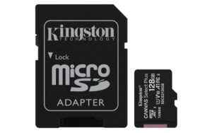 Micro SD Kingston Canvas Select Plus 128GB, Class 10, Escritura 100 Mb/s, Adaptador SD