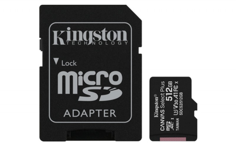 Memoria Micro SD Kingston Canvas Select Plus 512GB SDXC, V30, A1
