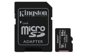 Micro SD Kingston Canvas Select Plus, 64Gb, Class 10, UHS-I, 100 MB/s, Adaptador Sd