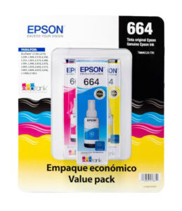 Botella de Tinta Epson T664 Original, 3 Piezas, Cian/Magenta/Amarillo, 70 ml c/u