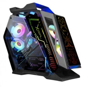 Gabinete XZEAL IR02, RGB, Ventiladores frontales 6x120 mm, 2xUSB 3.2, Negro