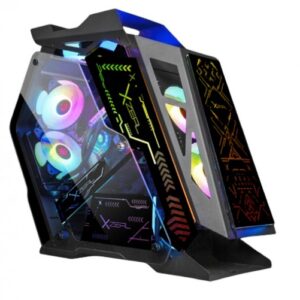 Gabinete XZEAL IR02, RGB, Ventiladores frontales 6x120 mm, 2xUSB 3.2, Negro