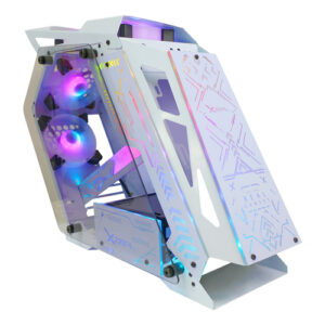 Gabinete XZEAL IR02, RGB, Ventiladores frontales 6x120 mm, BLANCO