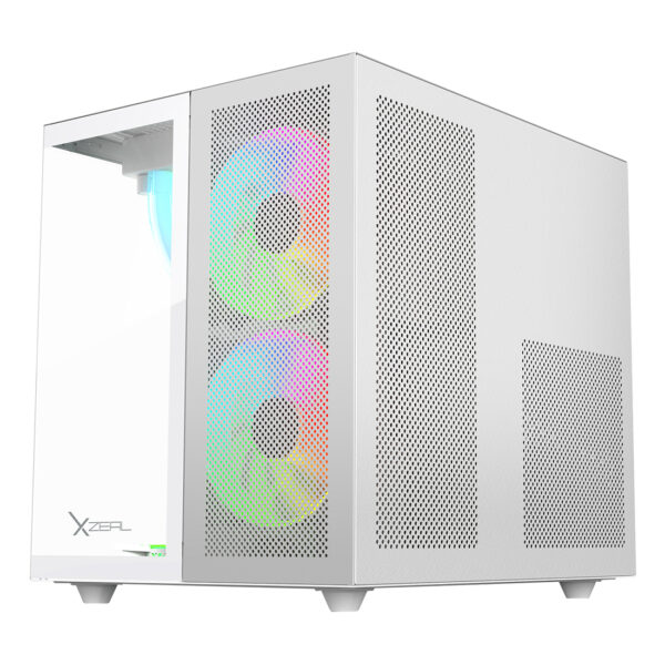 Gabinete Gamer XZEAL Cubo, ARGB, ventana cristal, 2 ventiladorest frontales, ventilador trasero 120mm, Blanco - Image 2