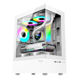 Gabinete Xzeal X-Zynergy, Soporta M-ATX/ITX, 1xUSB 1.0, 1xUSB 3.0, 3xVent RGB, Blanco