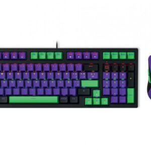 Kit Teclado y Mouse Gamer XZEAL XZ-201, USB, Mecanico, Retroiluminado, Alambrico, 7200 DPI, Negro, Verde, Purpura