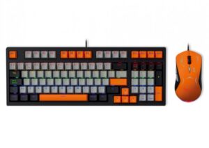 Kit Teclado y Mouse Gamer XZEAL XZ-201, USB, Mecanico, Alambrico, 7200DPI, RGB, Negro/Gris/Naranja