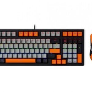 Kit Teclado y Mouse Gamer XZEAL XZ-201, USB, Mecanico, Retroiluminado, Alambrico, 7200 DPI, Negro, Gris, Naranja