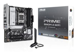 Tarjeta Madre Asus PRIME B840M-A WIFI, AM5, M-ATX, PCIe 4.0 Ready, Wi-Fi 6E, DDR5, 2.5Gb Ethernet, Aura Sync