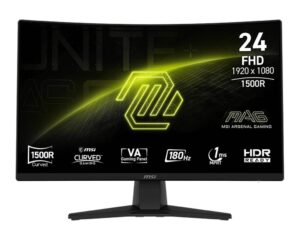 Monitor Gaming Curvo MSI MAG 242C, 180HZ, 1ms, HDR, 1920x1080 FHD, 1500R, Rapid VA, HDMI/DP