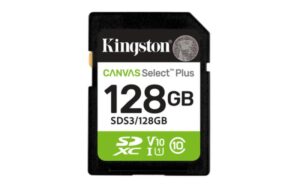 Memoria SD Kingston 128GB, Technology Canvas Select Plus Gen3, Velocidad 150 MB/s, Clase 10