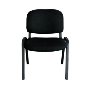 Silla de Visita MODAMOB, Asiento y Respaldo acojinado de tela negra, estructural de metal